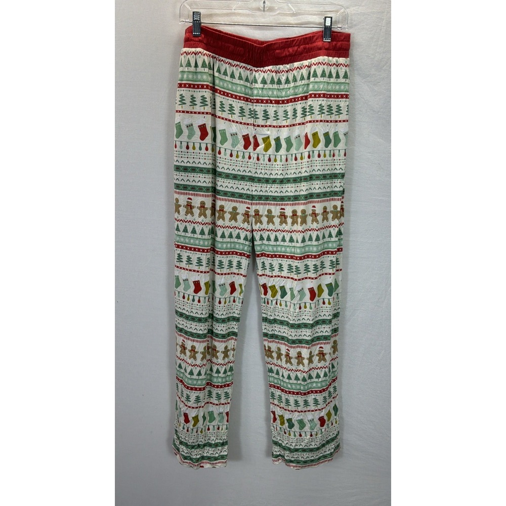 Little Sleepies Pajama Pants Men XL White Gingerbread Fair Isle Bamboo Christmas